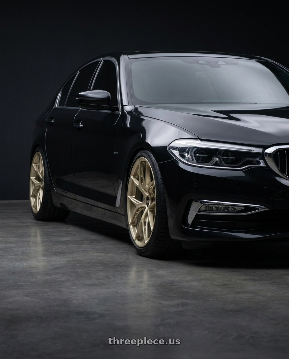 2019 BMW 5 series with BBS FI-R Evo 5x112 19x9.5+15 White Gold wheels