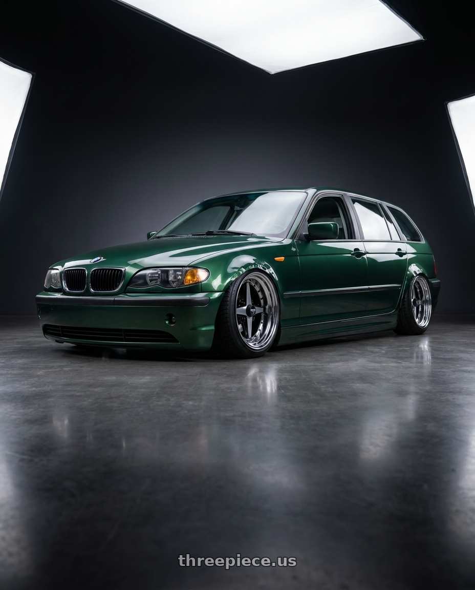 2000 Bmw 323i touring fern green with Equip 01 Black Polish 4x100 15x13 -16 wheels
