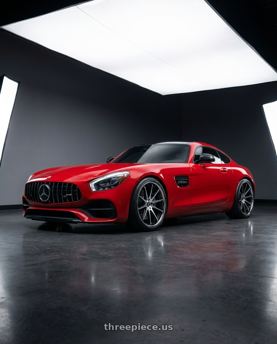 2018 mercedes amg gt red with Rohana RFC10 5x112 20x9+35 Machine Black/Chrome Lip wheels