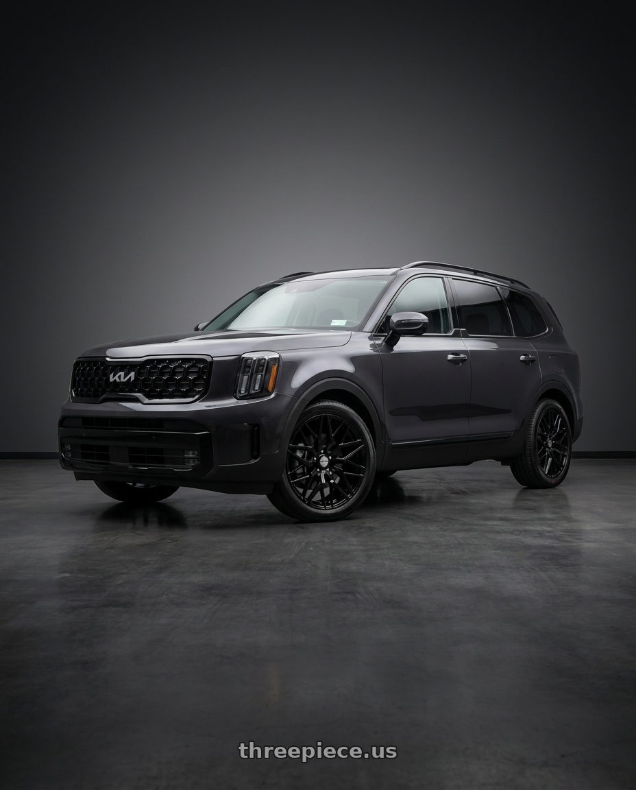 2025 kia Telluride with Shift Spring 5x114.3 20x8.5 +35 Gloss Black wheels