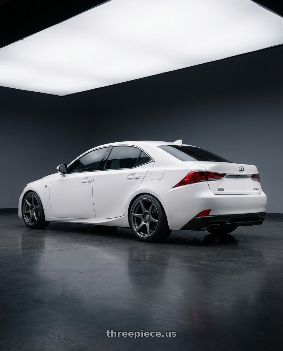 2018 Lexus IS 350 F Sport with Kansei K11G Tandem 5x114.3 19x9.5 12 Gunmetal wheels rear three quarter view square tires