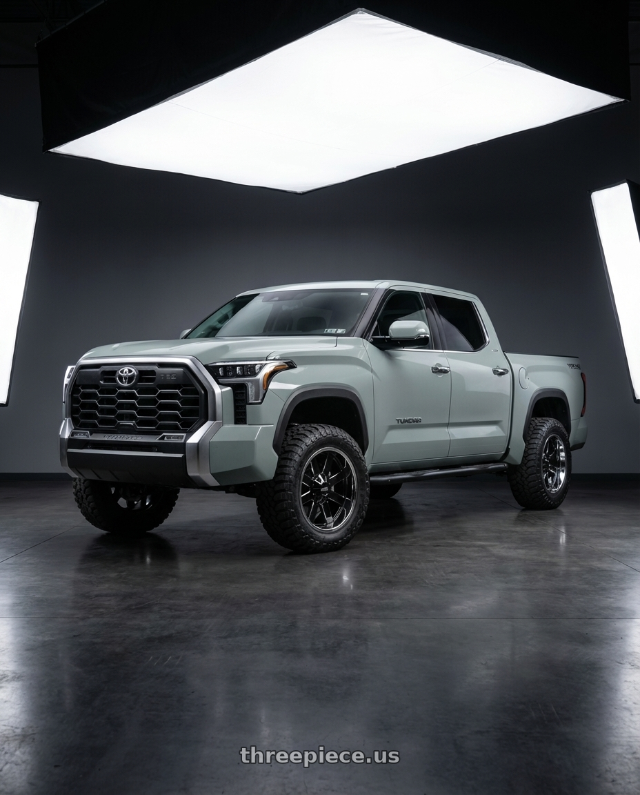 2024 Toyota Tundra with Moto Metal MO200 6X139.7 20X10 -18 GLOSS BLACK MILLED CENTER CHROME LIP wheels