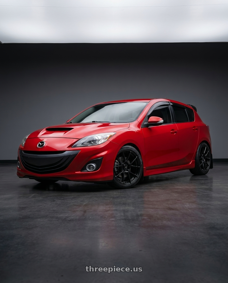2012 Mazda Mazdaspeed 3 Red with Enkei TS-V 5x114.3 17x9+40 Glass Black wheels