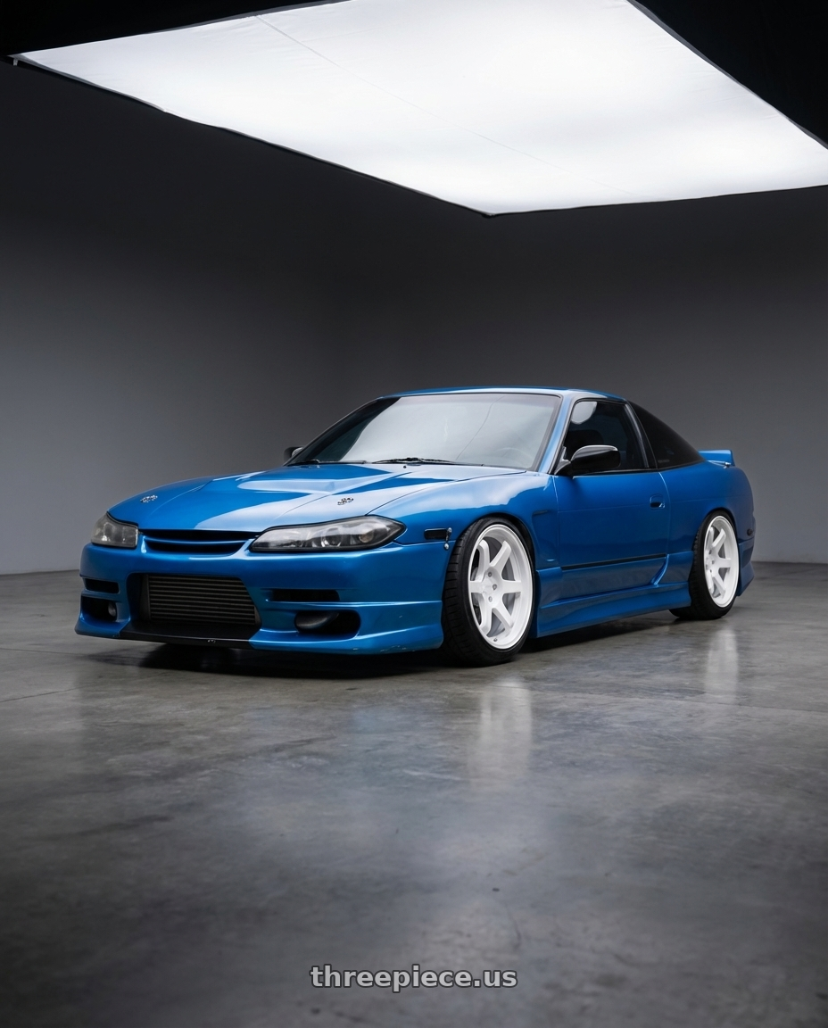 1993 Nissan 240sx with 9six9 SIX-1 5x114.3 17X8 +25 Competition White wheels
