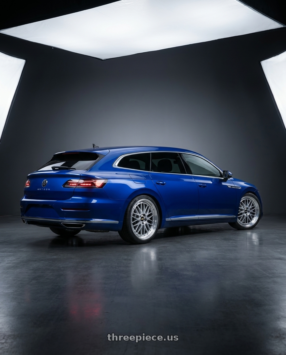 2023 VW Arteon with BBS LM 5x112 19x8.5+48 Diamond Silver wheels rear three quarter view square tires