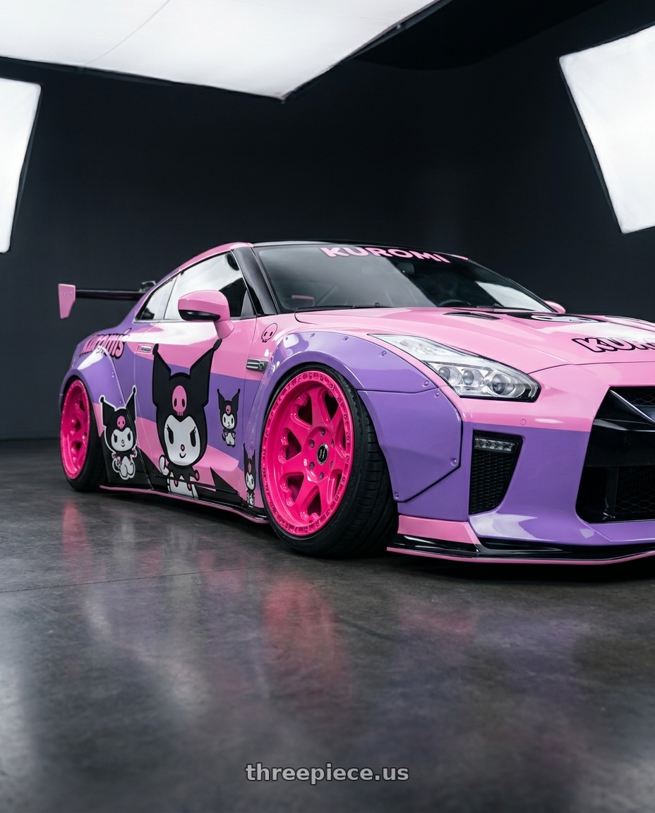 2025 NISSAN GT-R R35(MymodelCollect-LB GTR R35模型車) with HERITAGE WHEEL KOKORO-OR 6x139.7 20x9 +18 PINK wheels