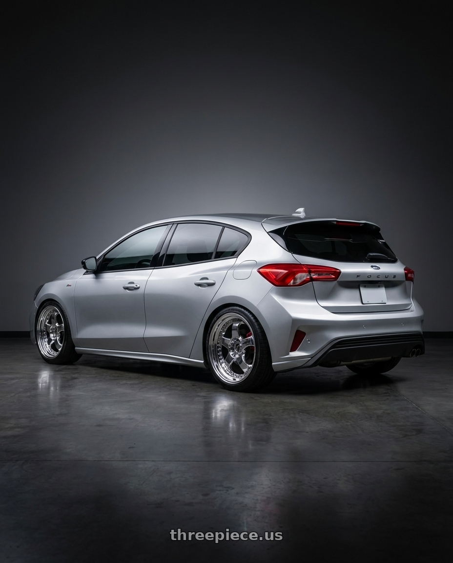 2023 ford focus with Work Meister S1 3P wheels rear three quarter view square tires