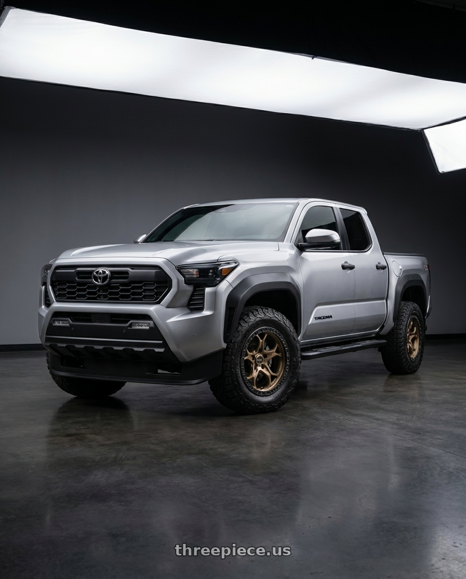 Toyota Tacoma trd sport 2026 with WELD Off-Road Ledge 6x139.7 20x9 +20 Satin Bronze / Satin Black wheels
