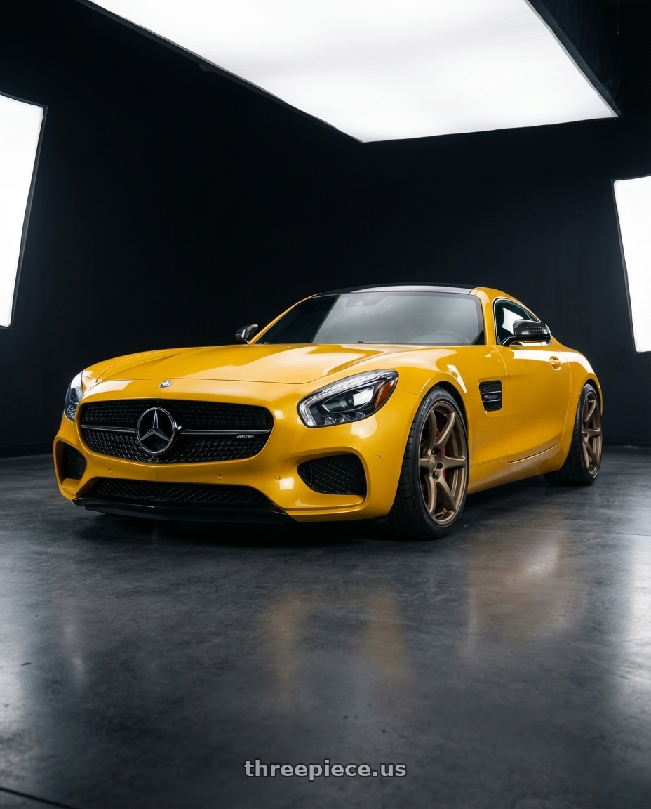 2019 Mercedes-Benz AMG GT with Kansei K11B Tandem 5X112 19x10.5 22 Bronze wheels front three quarter view lowered stance