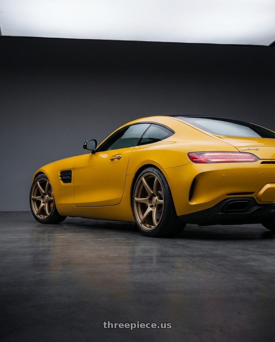 2019 Mercedes-Benz AMG GT with Kansei K11B Tandem 5X112 19x10.5 22 Bronze wheels rear three quarter view square tires