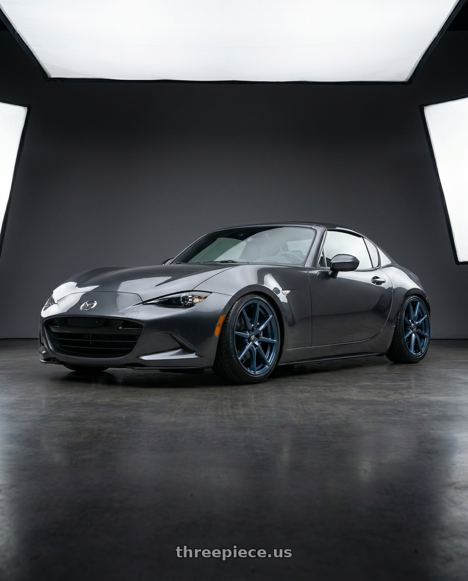 2021 Mazda mx 5 gt gray with MST Wheels DELTA 5X112 18X8.5 +43 Cerulean Blue Pearl wheels