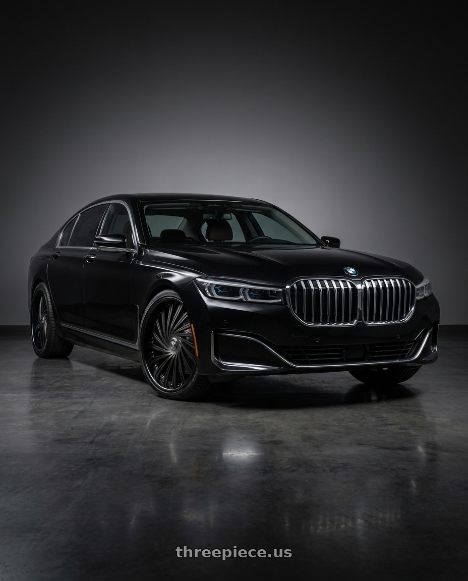 2021 BMW 740 i with DUB 2PC S241 DAZED 5X120.65/5X127 24X10 +5 MATTE BLACK DOUBLE DARK TINT wheels