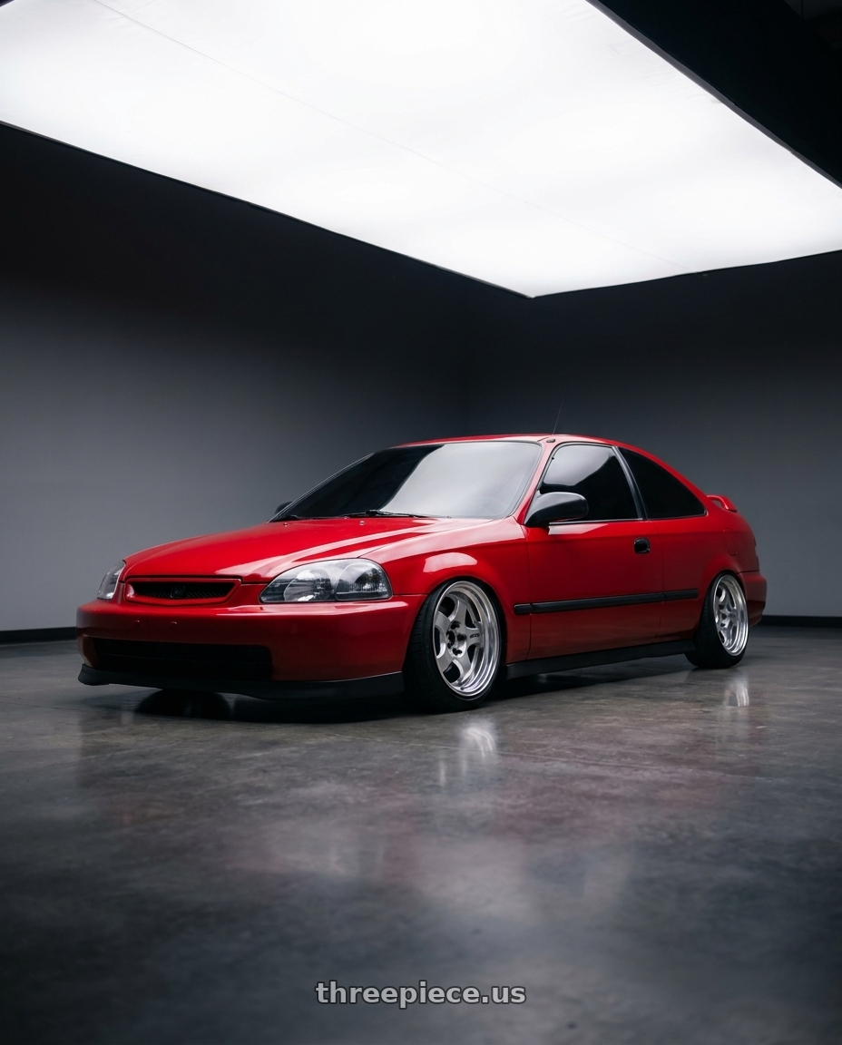 1997 Honda civic DX coupe with Work Meister S1 2P 4x100 15x8+12 R Disk Silver wheels