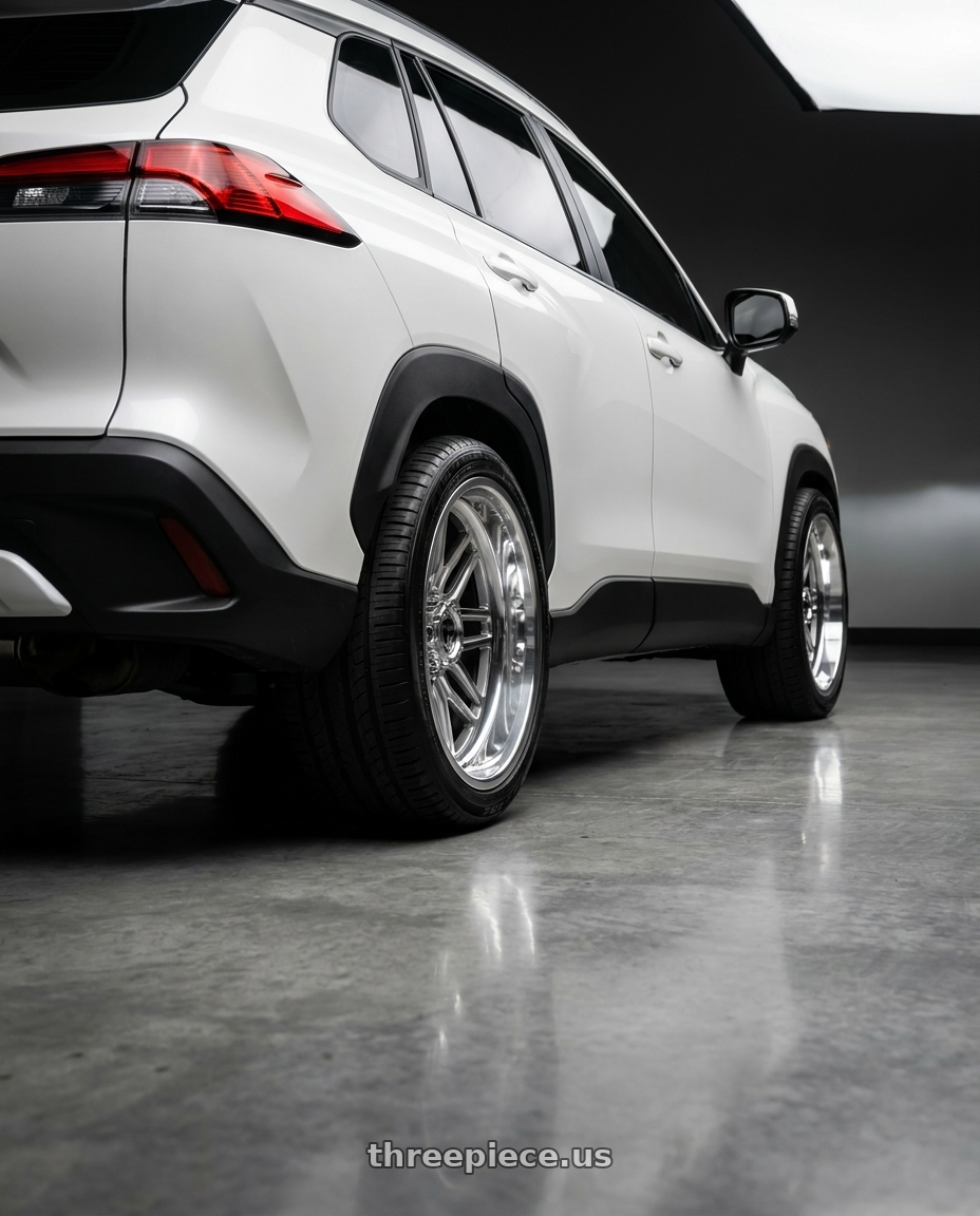Corolla Cross 2022 with Fuel Mono DB66 FFC66 8X170 22X12 -51 GLOSS BLACK MILLED wheels rear three quarter view square tires
