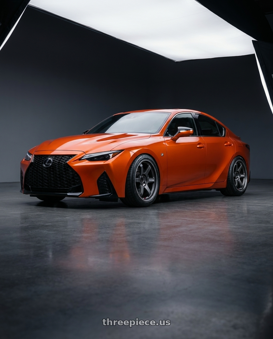 2023 Lexus IS 500 F sport painted in Molten Lava Pearl with Volk Racing TE37 Ultra Track Edition II 5x114.3 19x10.5+22 wheels