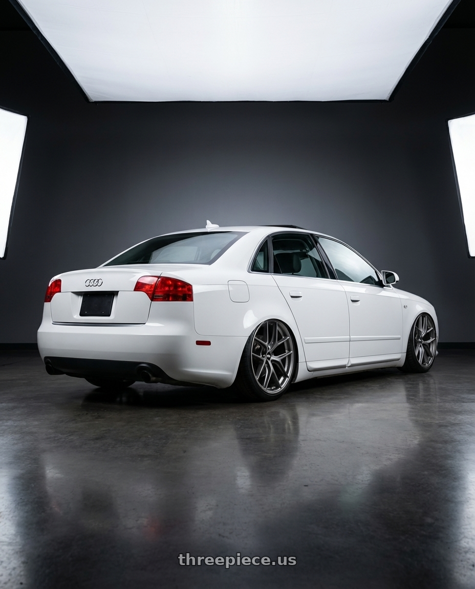 2010 Audi A4 B7 with BBS CC-R 5x112 19x8.5+40 Satin Platinum wheels rear three quarter view slight stretch tires