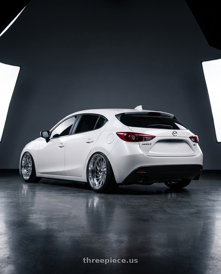 2016 Mazda 白色 with Fuel Forged FF110 8x180 20x9 +0 POLISHED wheels rear three quarter view square tires