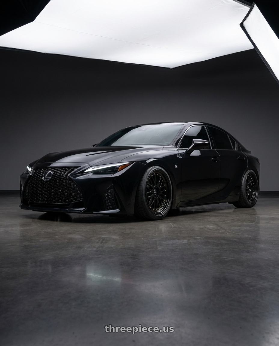 2025 lexus is350 f sport with Vors VR8 5x114.3 17x8  +35 All Black Gold Rivet wheels