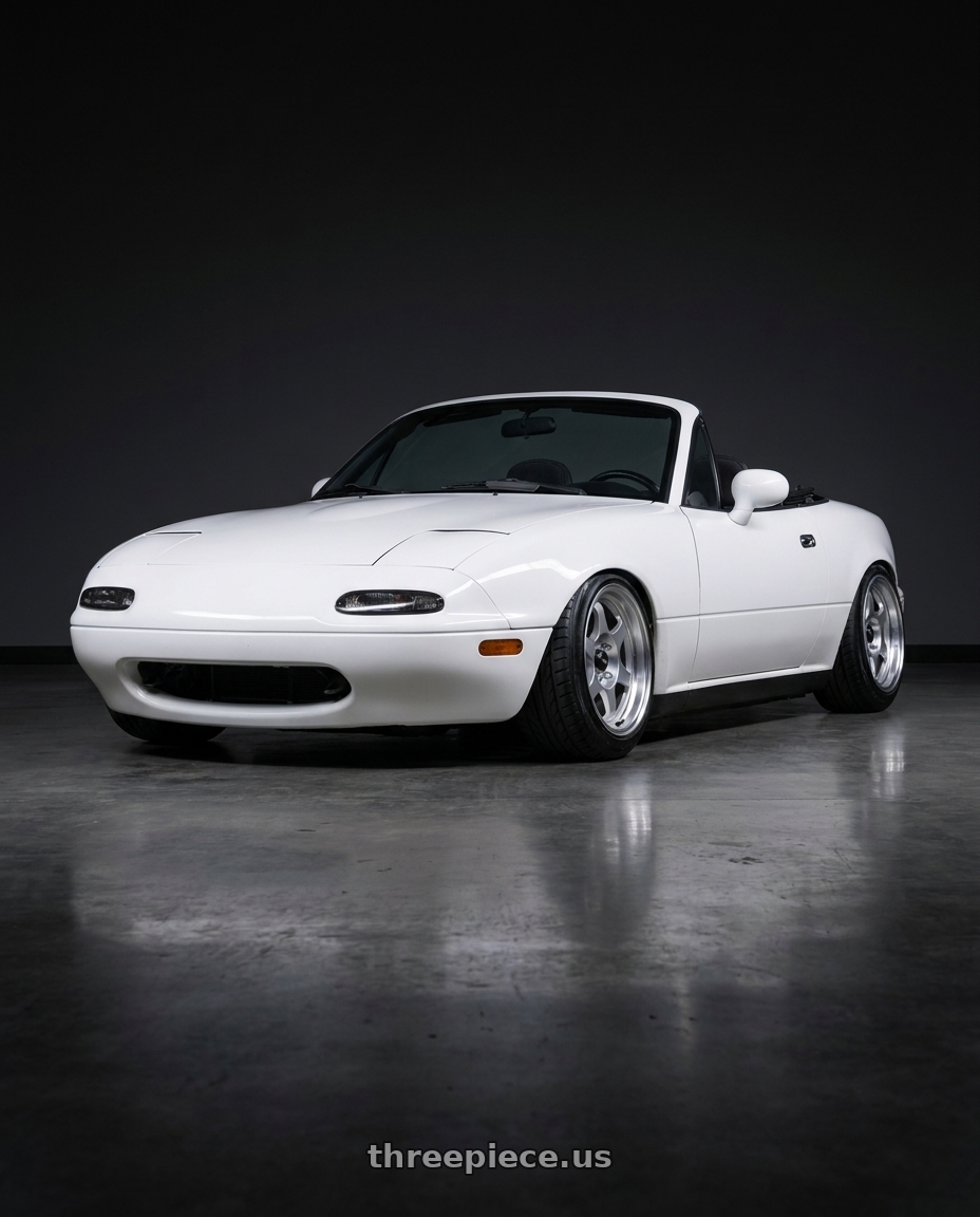 1990 Mazda miata with Vors SP1 4x100 15x7  +35 Silver Machine Face Lip wheels