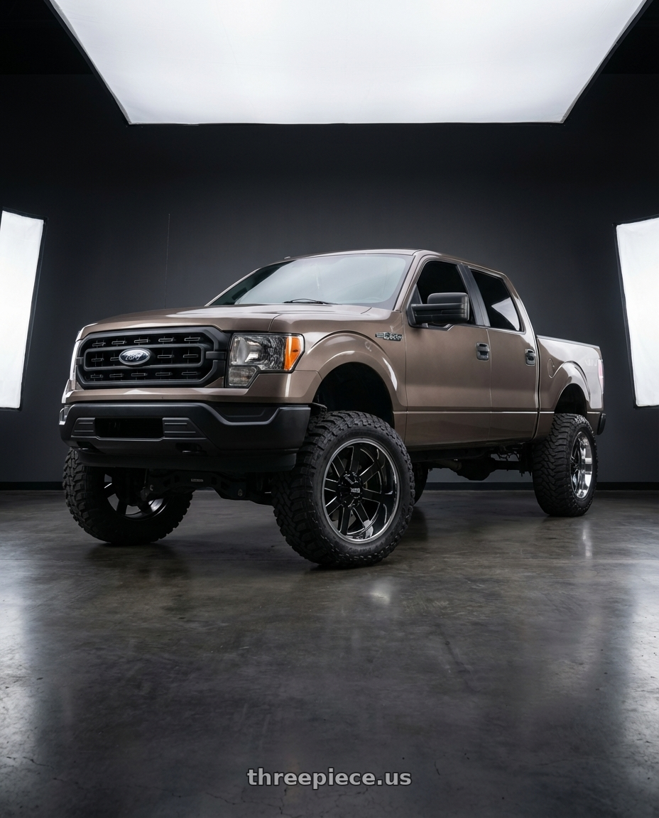 2013 Ford F-150 with Moto Metal MO200 6X135 22X12 -44 GLOSS BLACK MILLED CENTER CHROME LIP wheels