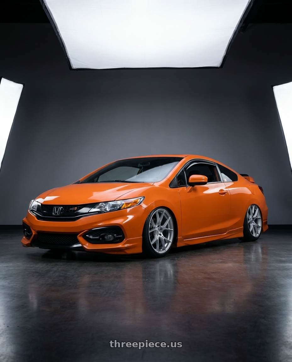 2015 honda civic with Aodhan AH-11 5x114.3 18x9.5+35 Gloss Silver Machined Face wheels