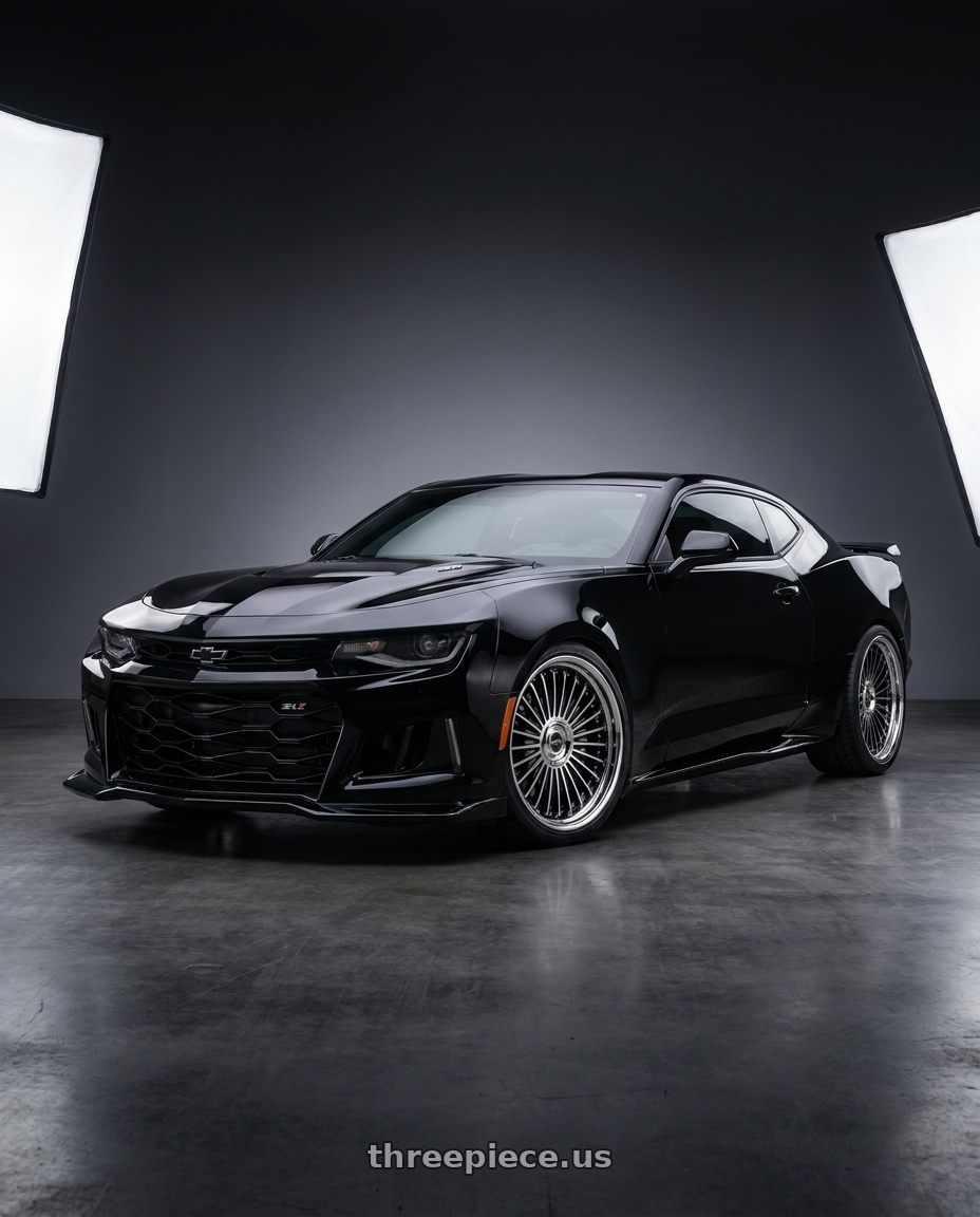 2019 Chevrolet Camaro with Work Emitz Black Polish 5x120 19x7.5 +38 wheels