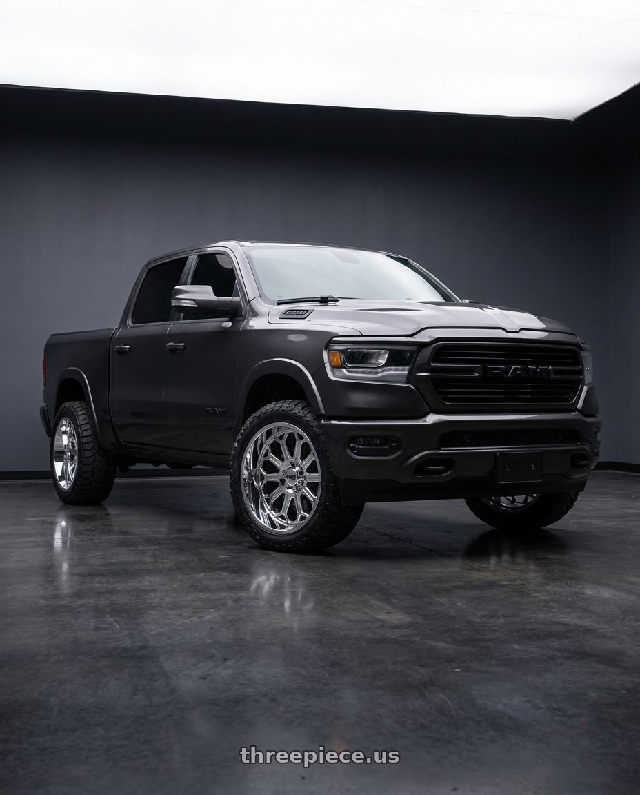 2021 Ram 1500 Laramie with Cali Off-Road Auburn 9117 6x139.7 22x12-51 Black/Milled wheels