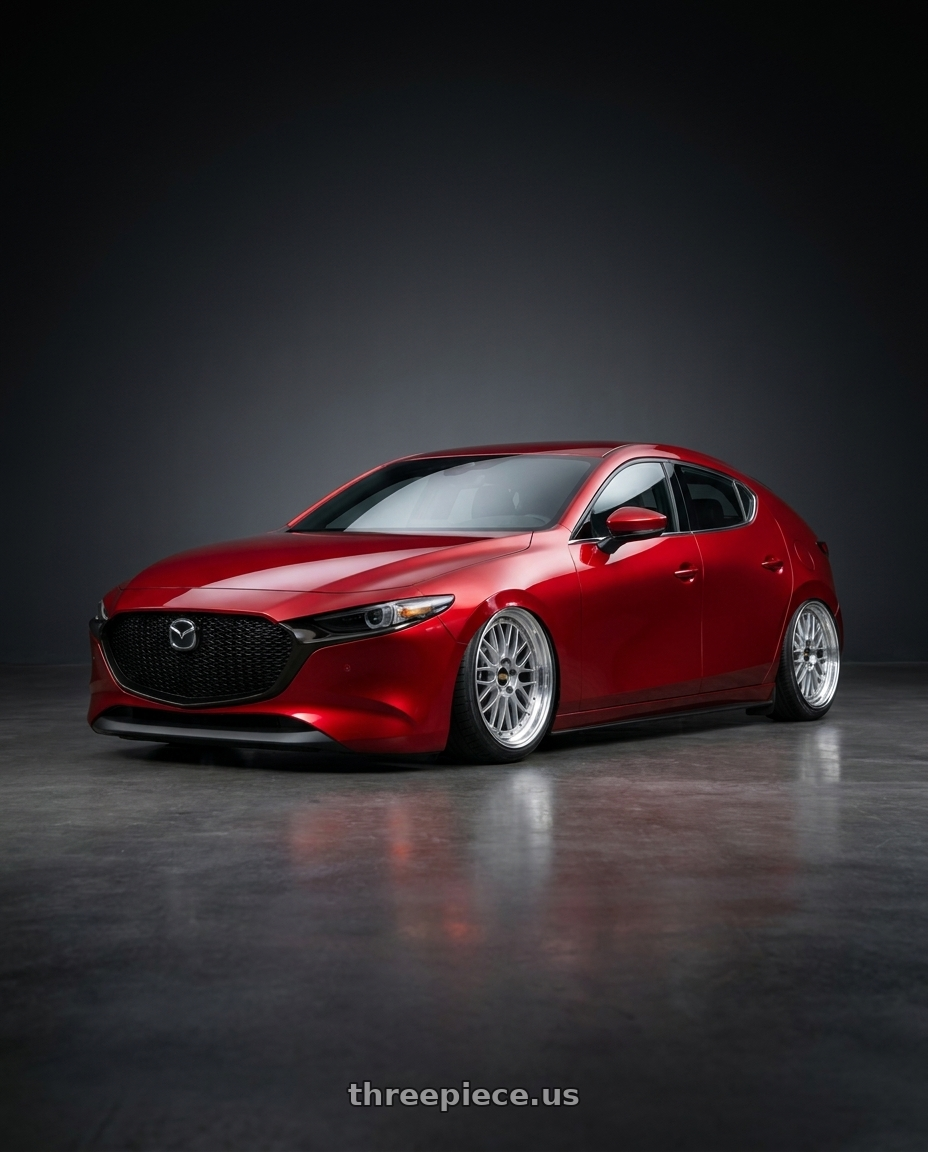 2021 Mazda3 5d with BBS LM 5x112 19x9.0+42 Diamond Silver wheels
