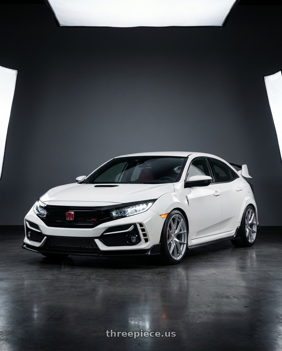 2021 Honda Civic Type R with Aodhan AFF7 5x120 18x9.5+35 Gloss Silver Machined Face wheels