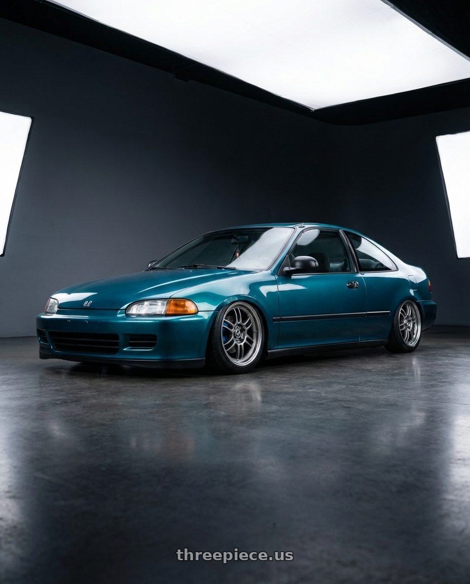 Honda Civic v coupe 1995 with Enkei J10 4x100/114.3 17x7+42 Silver w/ Machined Lip wheels