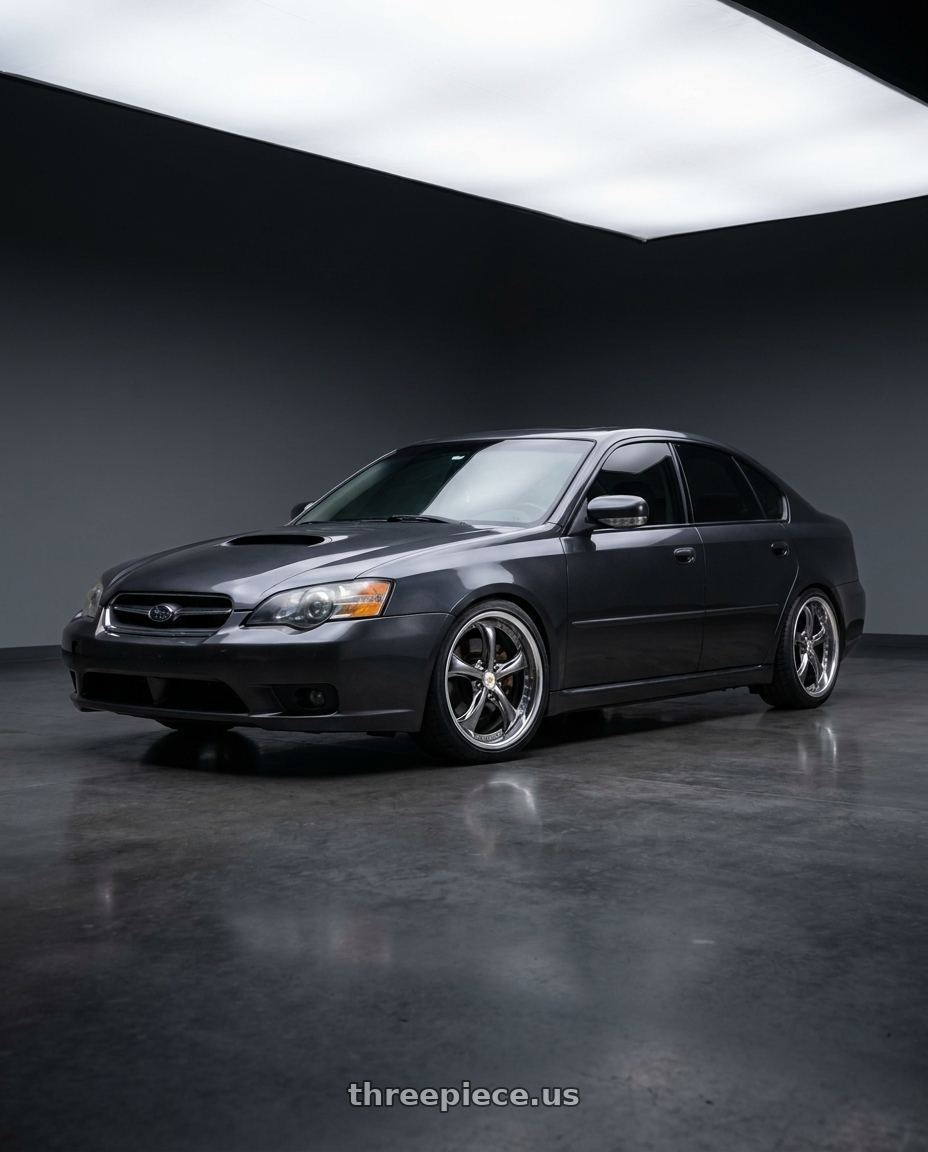 2007 Subaru Legacy Gt spec b  with Work Wheels VS-KF 5x100 18x8.5+27 Brilliant Silver Black O Disk FULL REVERSE wheels