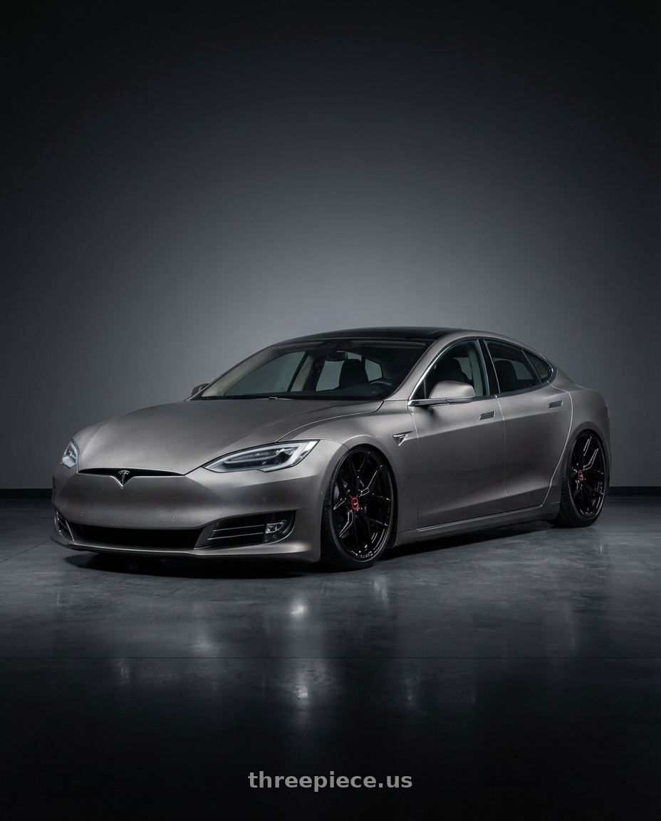 2018 Tesla Model S with Vossen HF-5 21x12 / 5x120 / ET52 / Deep Face / 72.56 - Gloss Black Wheel - HF5-1B36 wheels