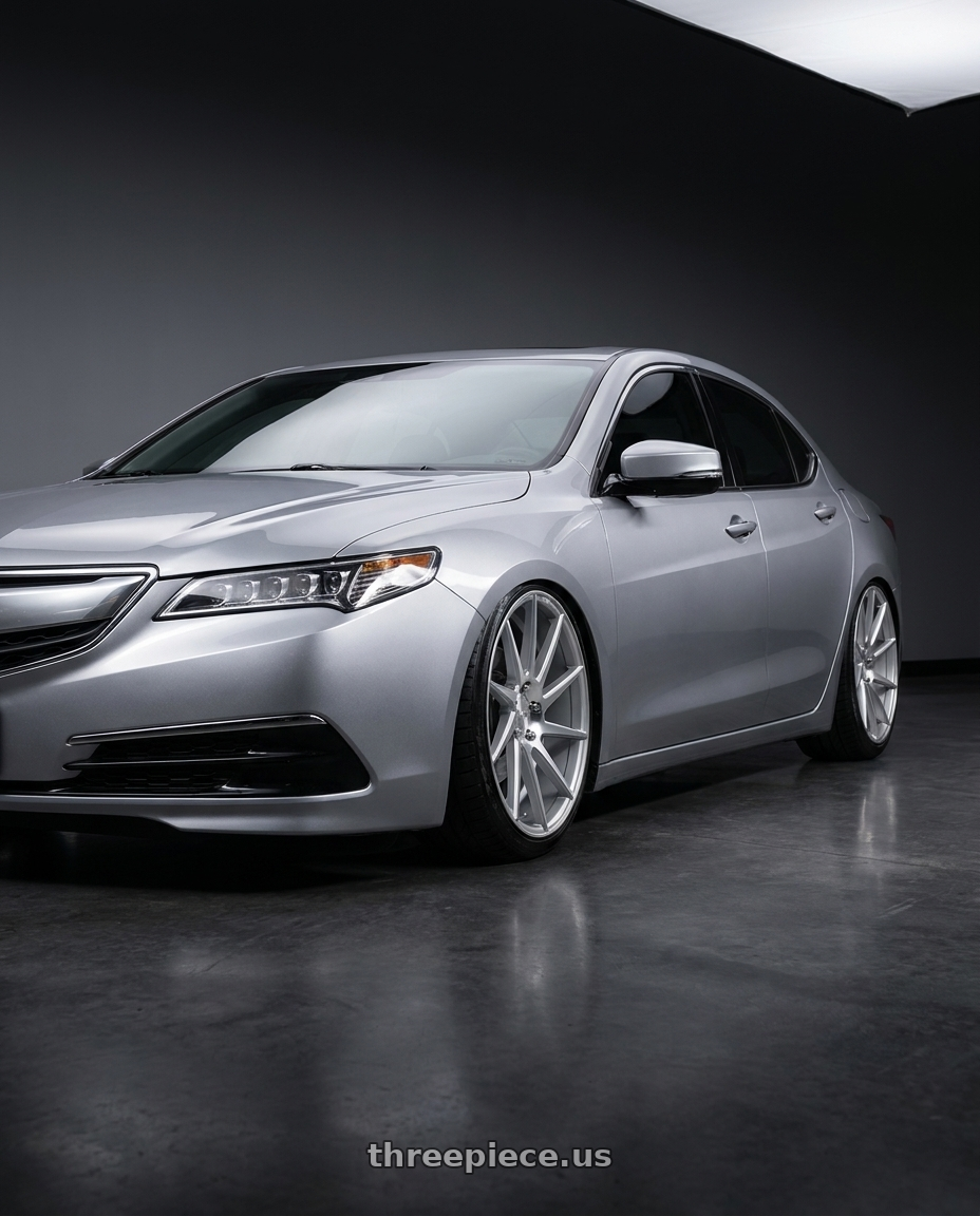 2019 Acura TLX with Niche 1PC M112 SURGE 5X114.3 19X8.5 +35 GLOSS SILVER MACHINED wheels