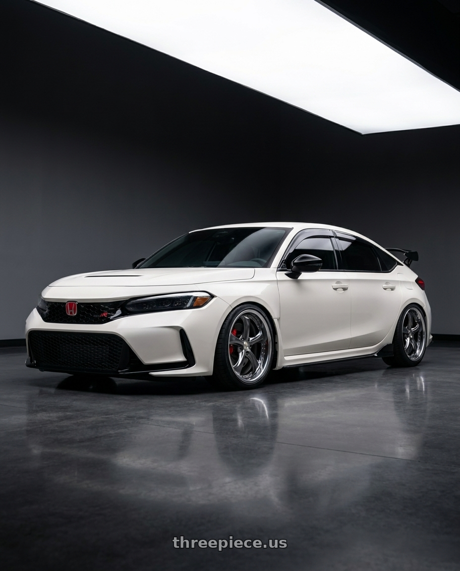 2023 Honda civic type r  with Work Wheels VS-KF 5x120 19x9.5+35 Brilliant Silver Black L Disk FULL REVERSE wheels