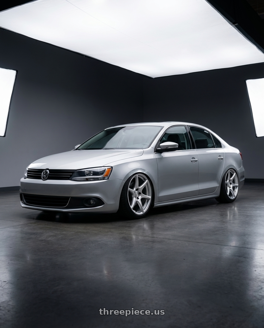 2016 Volkswagen Jetta GLI MK6 with Kansei K11S Tandem 5X112 18x8.5 35 Hyper Silver wheels