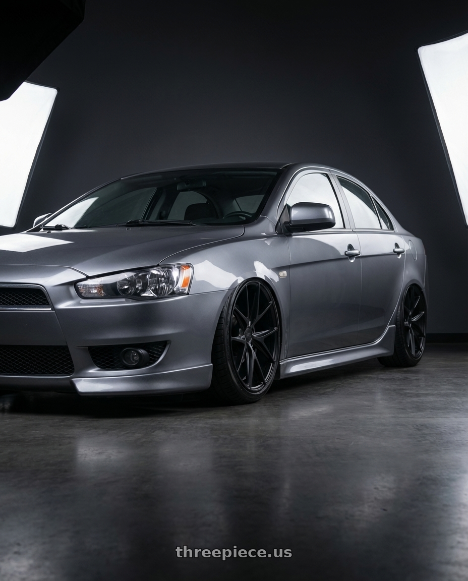 2014 Mitsubishi Lancer Ralliart with Niche 1PC M117 MISANO 5X114.3 18X8 +42 MATTE BLACK wheels