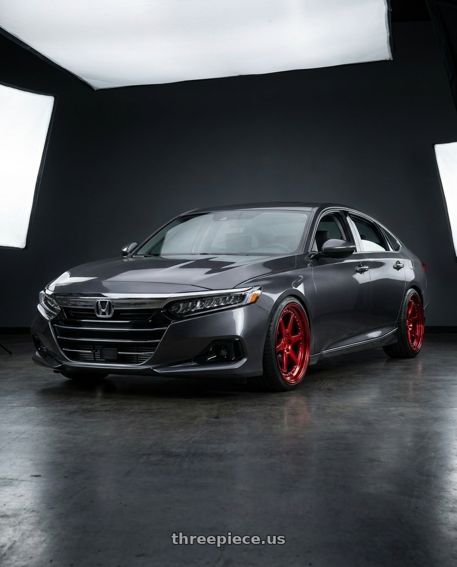 2021 Honda Accord EX-L with Aodhan DS09 5x114.3 19x8.5+35 Candy Red w/ (Chrome Rivets) wheels