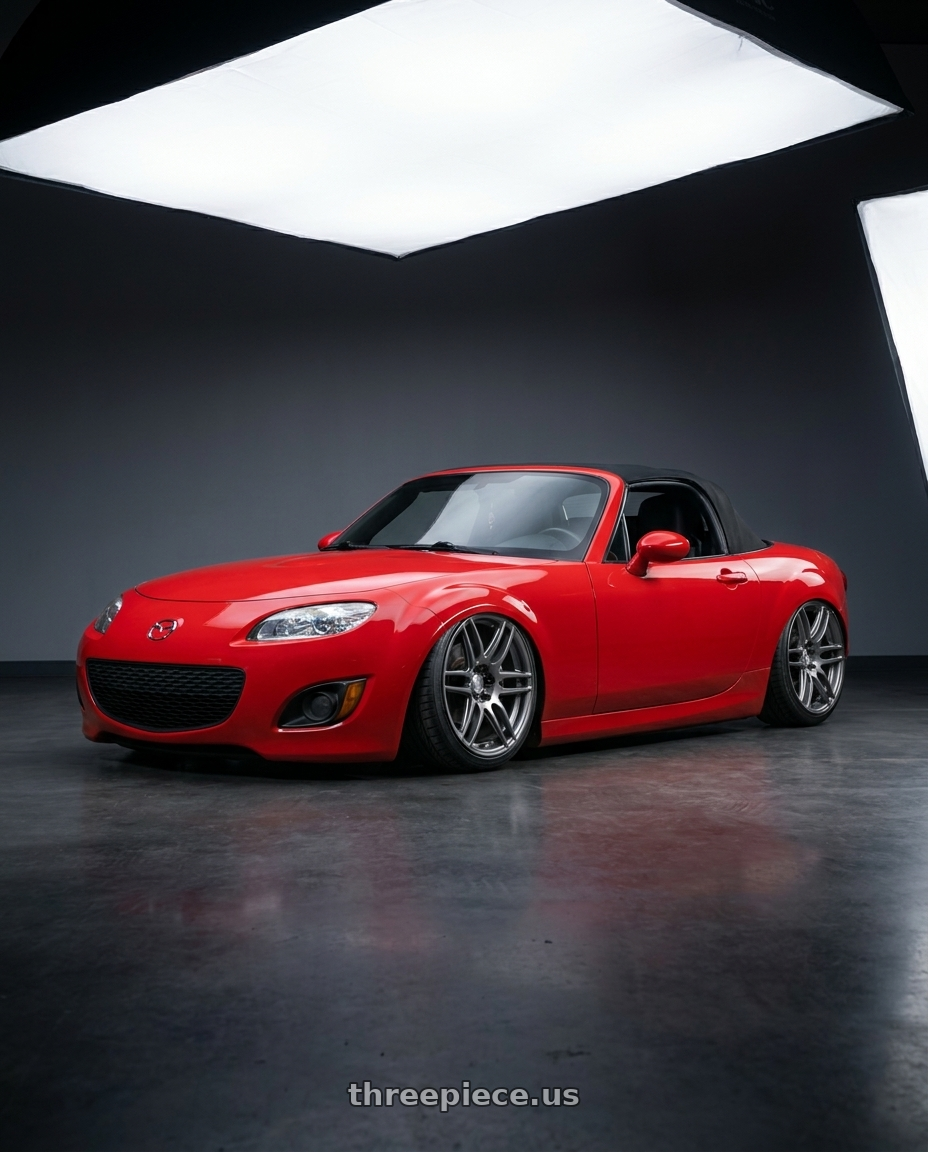 2012 Mazda MX-5 Miata NC with Niche 1PC M105 NR6 5X114.3/5X120 17X7.5 +45 MATTE GUN METAL wheels