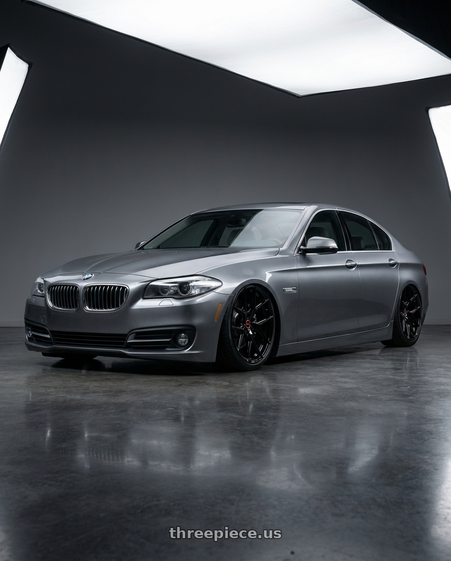 2016 BMW 5 Series F10 with Vossen HF-5 20x9 / 5x120 / ET35 / Flat Face / 72.56 - Gloss Black Wheel - HF5-0B01 wheels