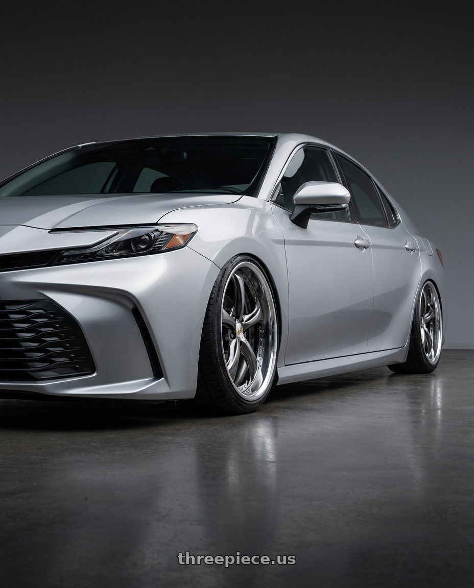 2025 Toyota camry with Work Wheels VS-KF 5X114.3 19x7.5+21 Brilliant Silver Black A Disk FULL REVERSE wheels