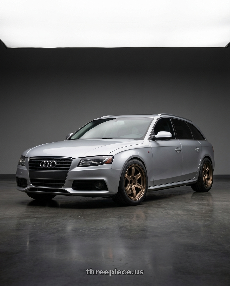 2011 Audi A4 Avant with Volk Racing 21C 5x112 18x9.5 +22 BRONZE wheels front three quarter view lowered stance