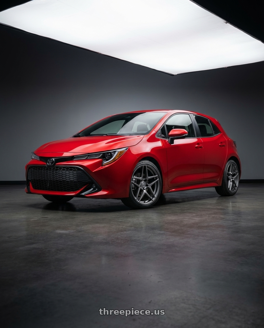 2021 toyota corolla hatchback, se, special edition, supersonic red with Kansei K15G Astro 5X100 18x9 22 Gunmetal wheels