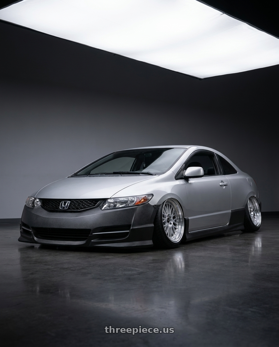 2007 Honda civic with Vors VR8 5x114.3 17x8  +35 Silver Machine Lip Chrome Rivet wheels