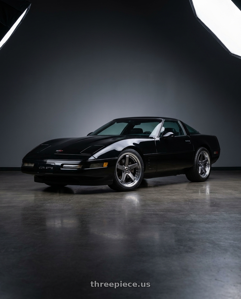 1995 Corvette Base with Work Zeast Black Label Bst2 5x120.65 19x10+45 A Disk Brilliant Silver Black wheels