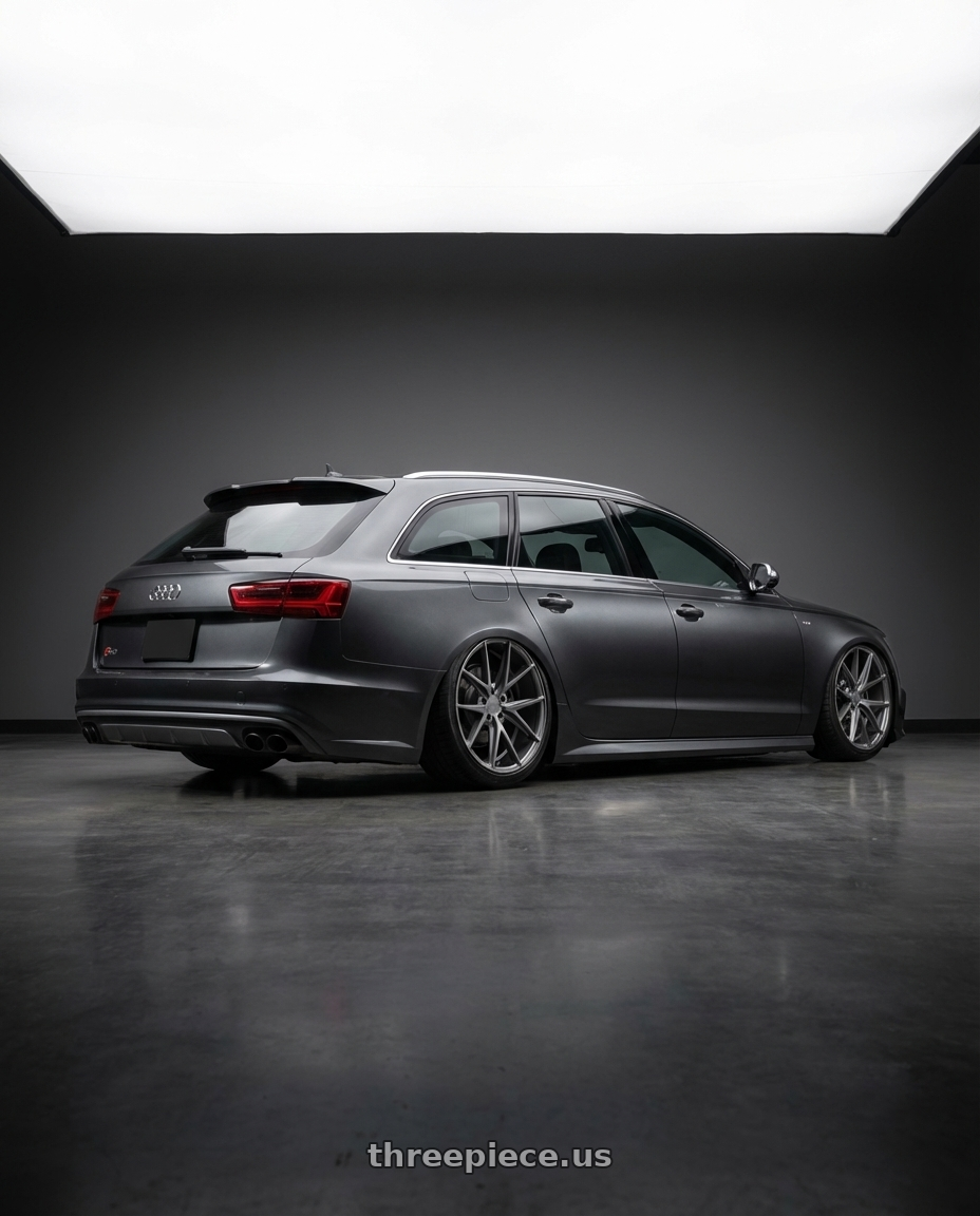 2016 Audi S6 C7 with Niche 1PC M116 MISANO 5X112 20X10.5 +20 MATTE GUN METAL wheels rear three quarter view slight stretch tires