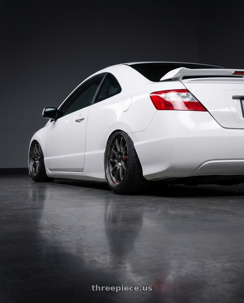 2008 civic si coupe with Volk Racing CE28SL 5x114.3 17x9.0+45 wheels rear three quarter view meaty tires