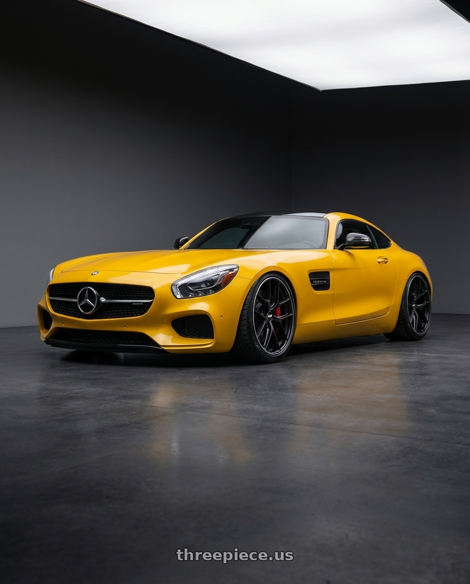 2019 Mercedes-Benz AMG GT with BBS CC-R 5x112 20x9.0+25 Satin Black wheels front three quarter view stanced stance