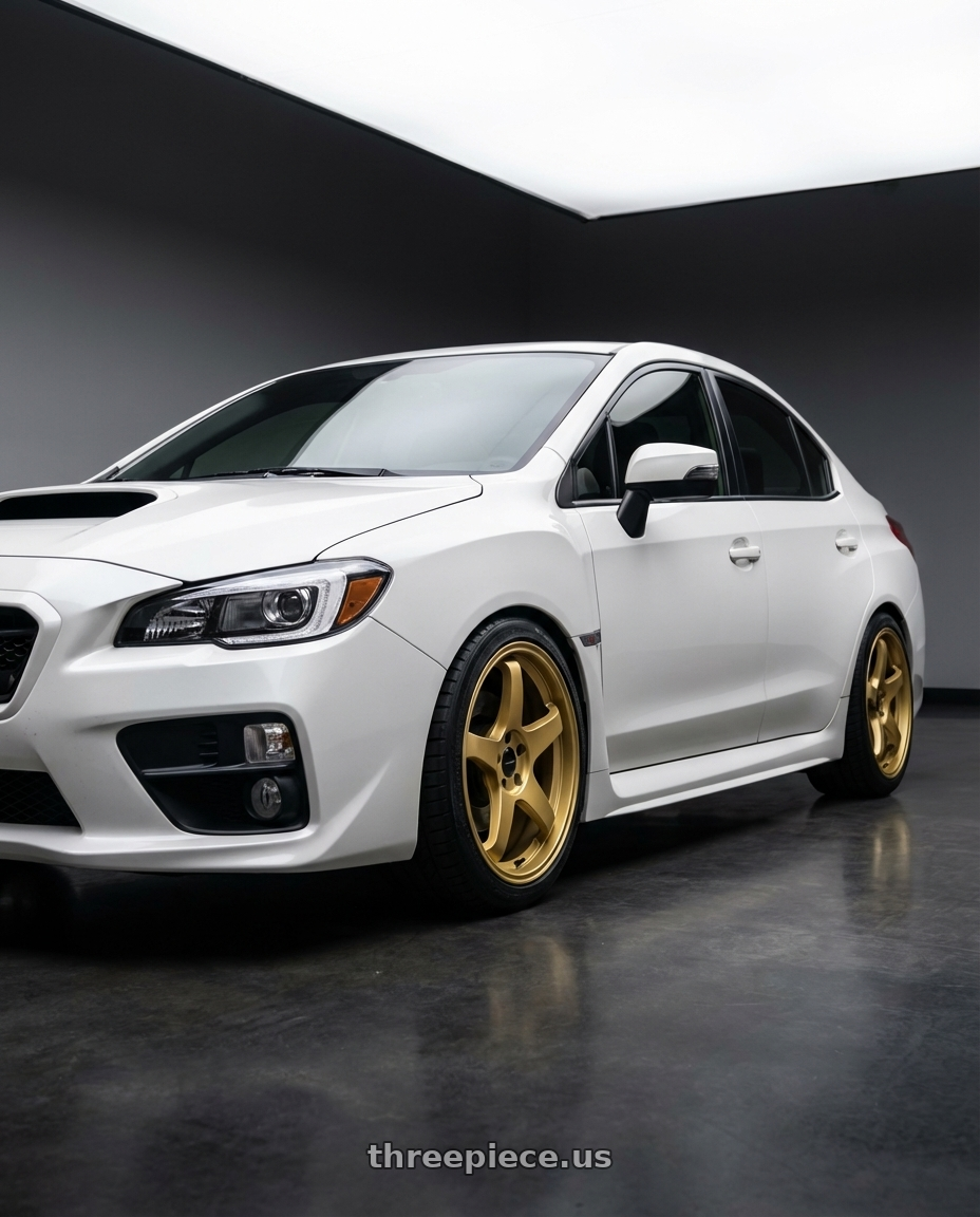 2017 Subaru WRX Limited, Crystal Pearl White with Rosenstein Wheels CR 5X114.3 18X9.5 +38 Gold wheels