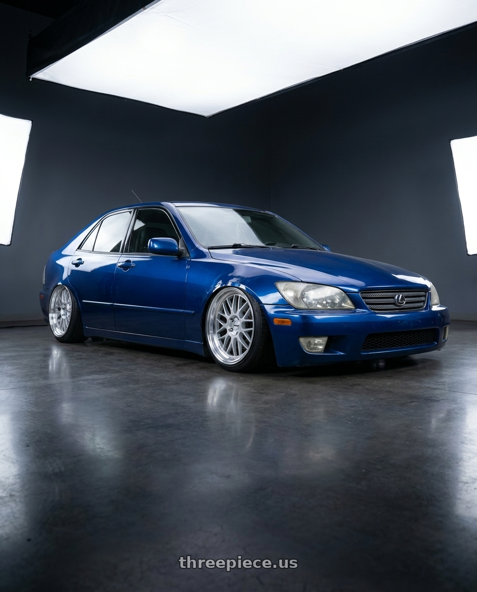 2001 Lexus is300 with KATANA RACING KR06 5x114.3 18x8 +40 Glossy Silver Machine Lip wheels