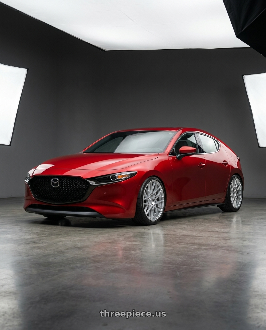 2024 Mazda 3 with Rotiform 1PC R110 BLQ 5X114.3 19X8.5 +38 GLOSS SILVER MACHINED wheels